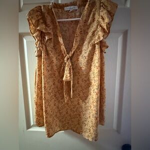 Sweet Rain Floral Blouse in Mustard Yellow